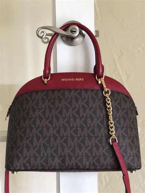 michael kors dome satchel cherry|Michael Kors emmy satchel.